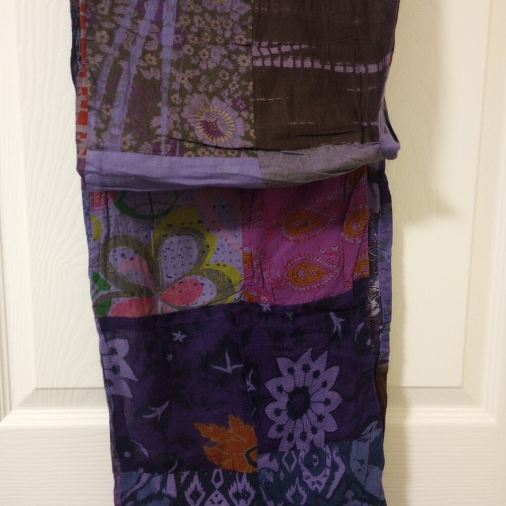 Purple Patchwork Reversible Scarf Stole - image 6